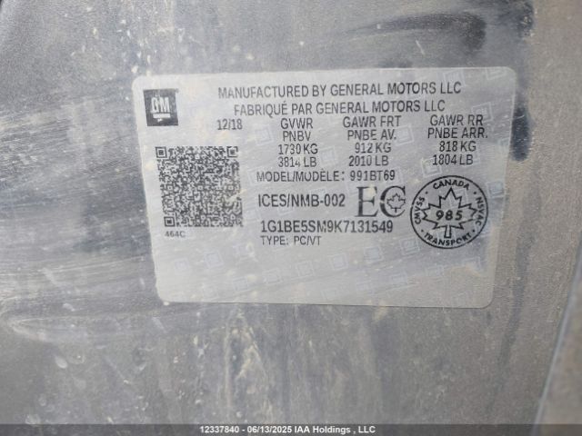 1G1BE5SM9K7131549 Chevrolet le2 -di: direct injection, vvt: variable valve timing, gen, alum
