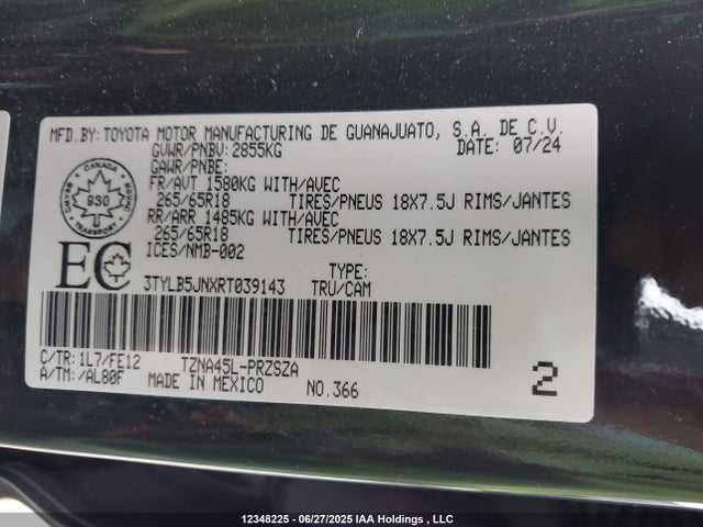 3TYLB5JNXRT039143 Toyota t24a-fts