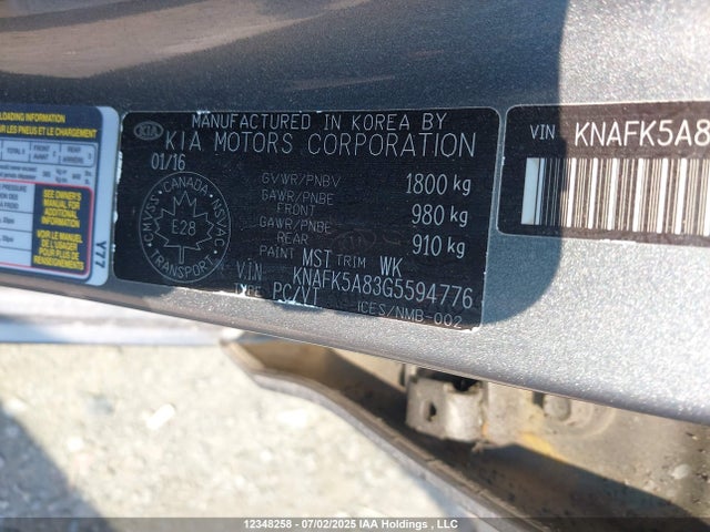 KNAFK5A83G5594776 KIA gdi nu