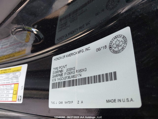 Honda k20c4 2018 1HGCV2F38JA802174 Image 18