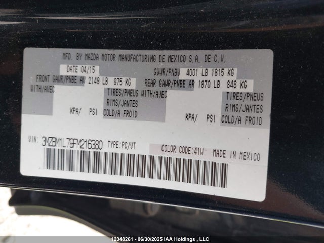 3MZBM1L79FM216380 Mazda pe