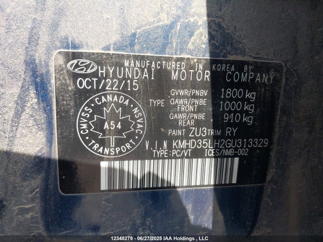KMHD35LH2GU313329 Hyundai dohc gdi nu