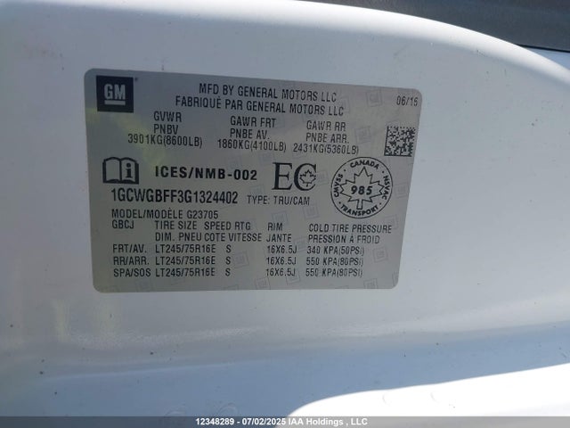1GCWGBFF3G1324402 Chevrolet l20 - flexible fuel (gas/ethanol), sfi iron