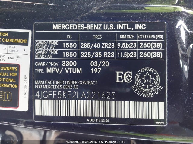 4JGFF5KE2LA221625 Mercedes-Benz m256