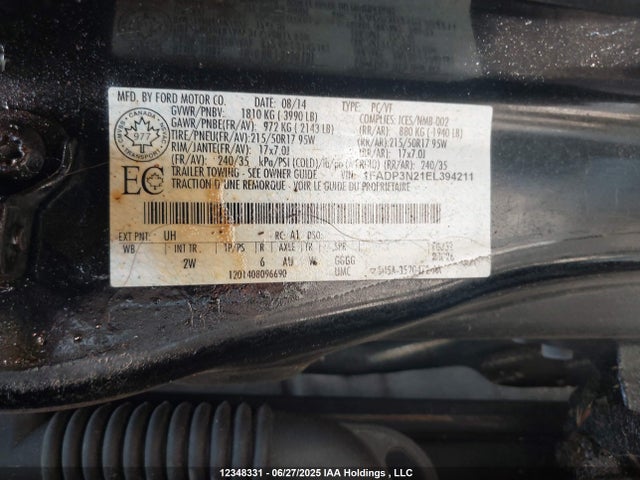 1FADP3N21EL394211 Ford 2014