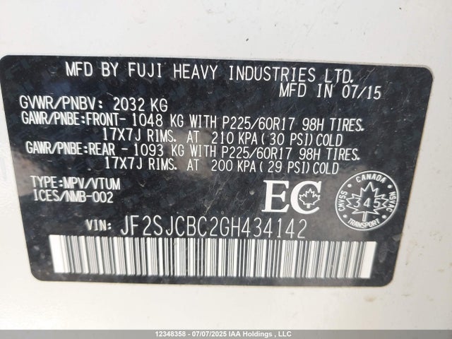 JF2SJCBC2GH434142 Subaru naturally aspirated c0