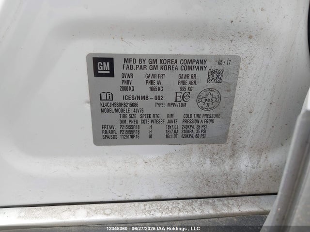 KL4CJHSB0HB215086 Buick luv mfi, vvt: variable valve timing, alum, e85 max
