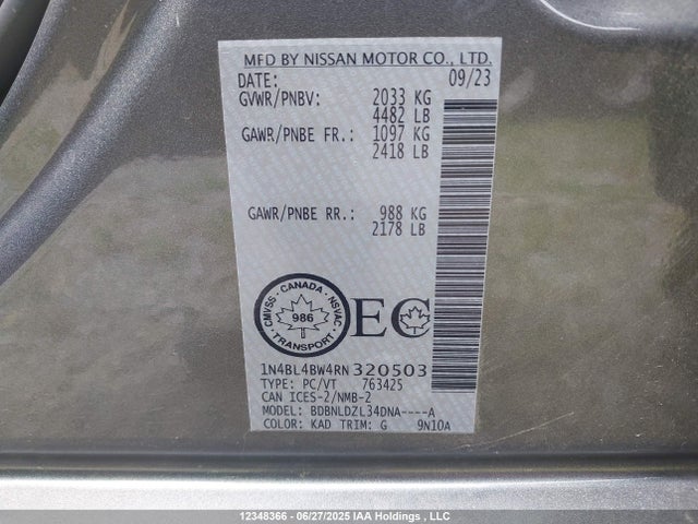 Nissan Altima 2024 1N4BL4BW4RN320503 Image 9