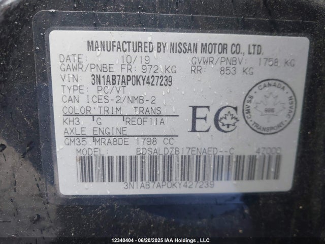 Nissan 2019 2019 3N1AB7AP0KY427239 Image 9