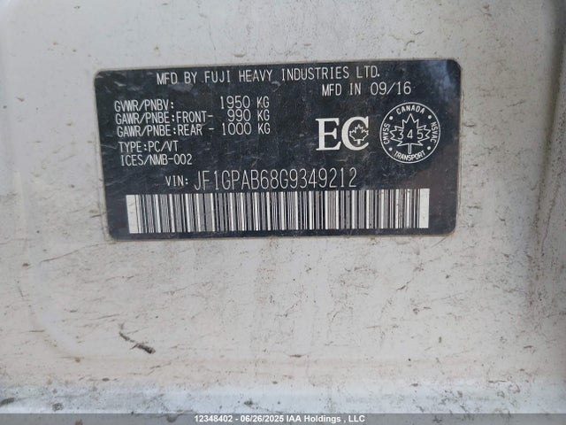 JF1GPAB68G9349212 Subaru 2.0l na