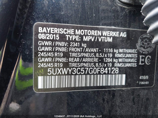 5UXWY3C57G0F84128 BMW X3