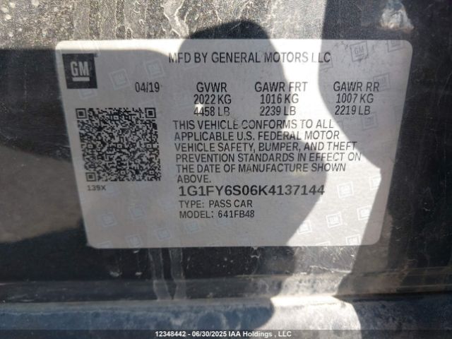 1G1FY6S06K4137144 Chevrolet 2019
