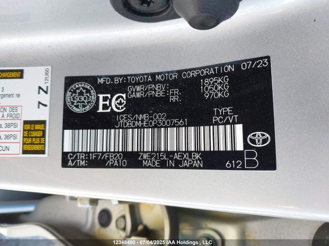 JTDBDMHE0P3007561 Toyota 2zr-fxe, 1vm+1wm