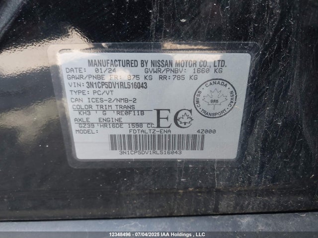 Aukcja sprzedaży 2024 Nissan Kicks Sr, vin: 3N1CP5DV1RL516043, numer aukcji: 12348496