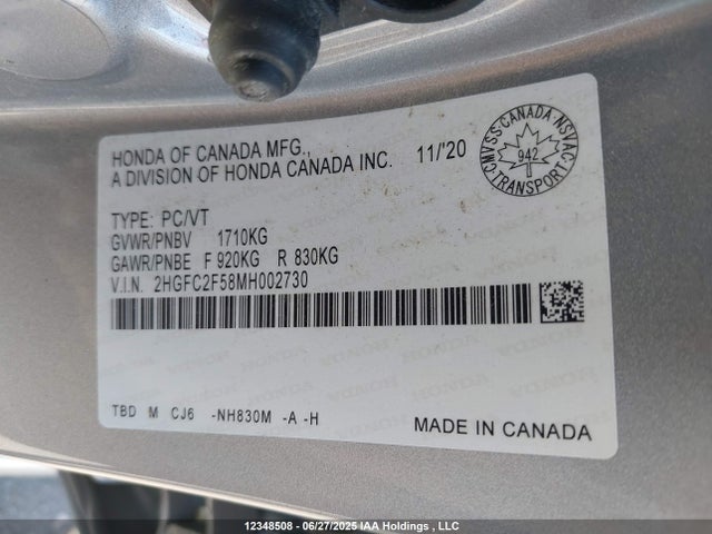 Honda k20c2 2021 2HGFC2F58MH002730 Image 9
