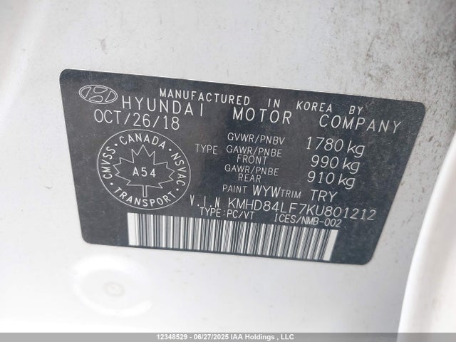 KMHD84LF7KU801212 Hyundai mpi nu