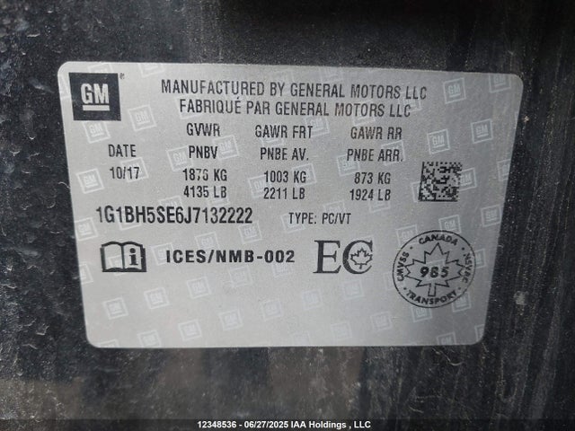 Chevrolet lh7 - urea, vgt, alum, cri 2018 1G1BH5SE6J7132222 Image 9