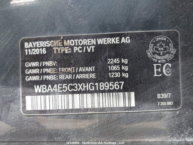 WBA4E5C3XHG189567 BMW 2017