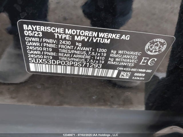 5UX53DP03P9S71293 BMW X3