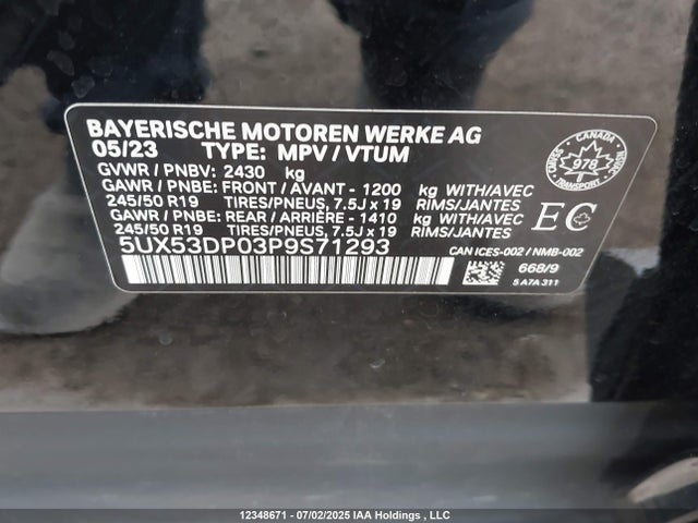 5UX53DP03P9S71293 BMW X3