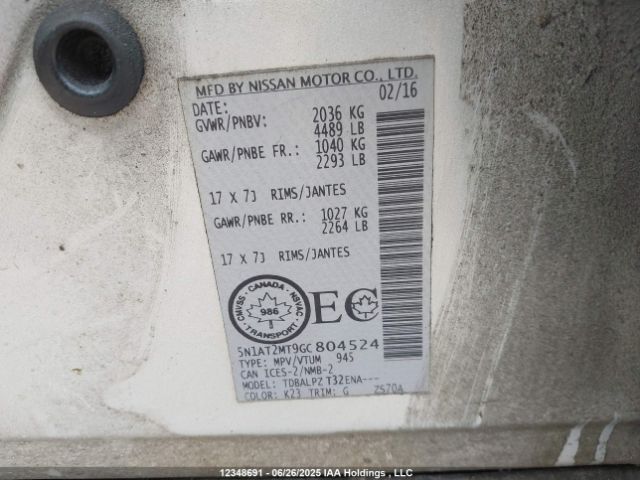 5N1AT2MT9GC804524 Nissan 2016