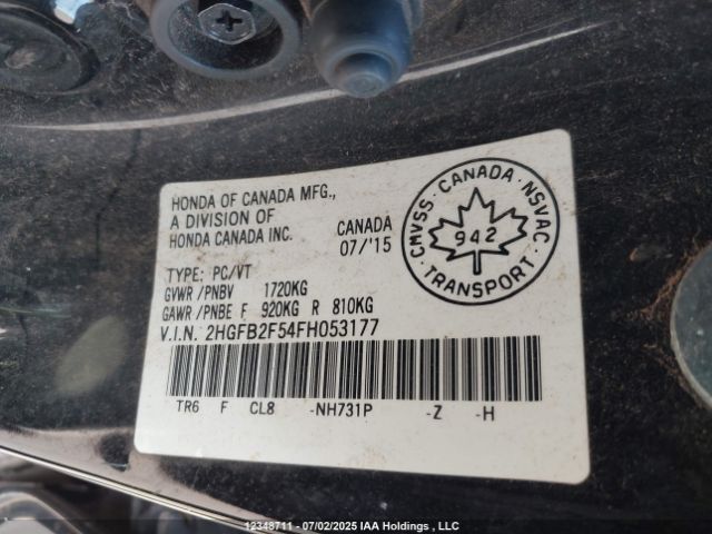 2HGFB2F54FH053177 Honda r18z1