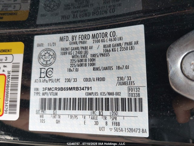 3FMCR9B69MRB34791 Ford dragon