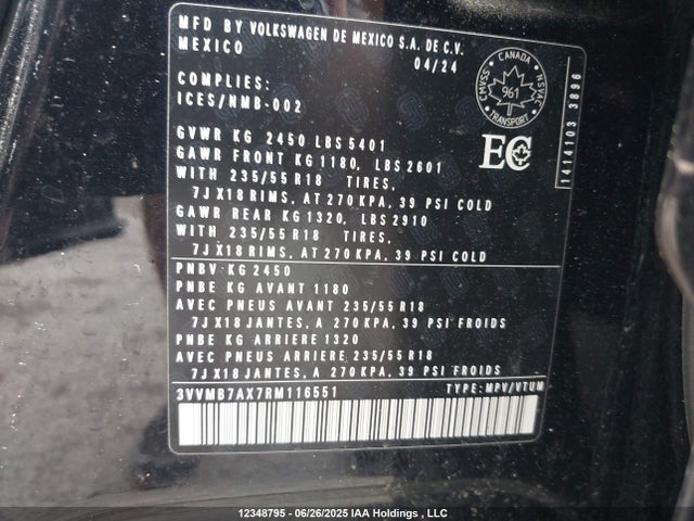 3VVMB7AX7RM116551 Volkswagen tsi