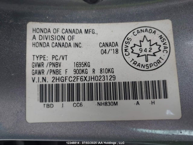 2HGFC2F6XJH023129 Honda k20c2