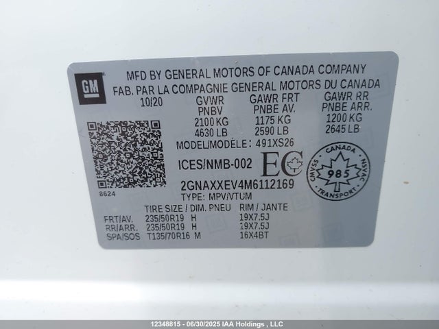 2GNAXXEV4M6112169 Chevrolet lyx