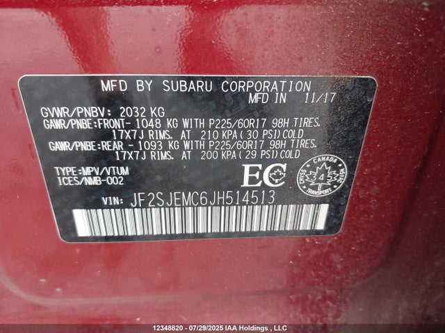 JF2SJEMC6JH514513 Subaru naturally aspirated c5