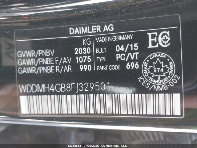 WDDMH4GB8FJ329501 Mercedes-Benz B-Class