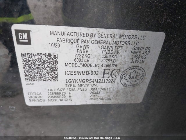 1GYKNGRS4MZ117924 Cadillac lgx