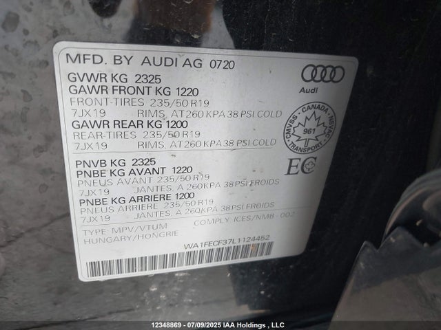 WA1FECF37L1124452 Audi 2020