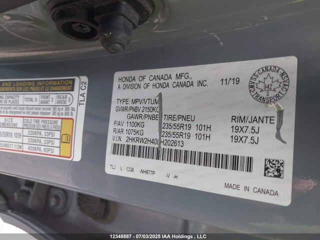 2HKRW2H40LH202613 Honda l15be