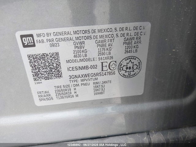 Chevrolet lsd 2024 3GNAXWEG5RS147856 Image 9