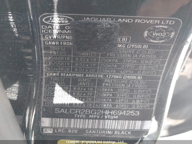 SALCR2BG2HH694253 Land Rover gtdi lev3 sulev30