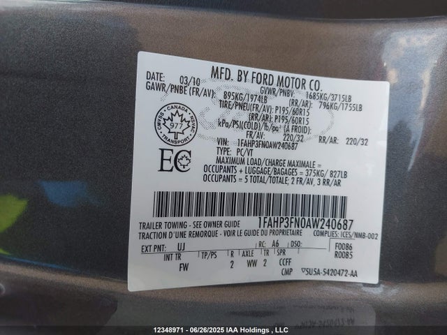 Продаж на аукціоні авто 2010 Ford Focus Se, vin: 1FAHP3FN0AW240687, номер лоту: 12348971