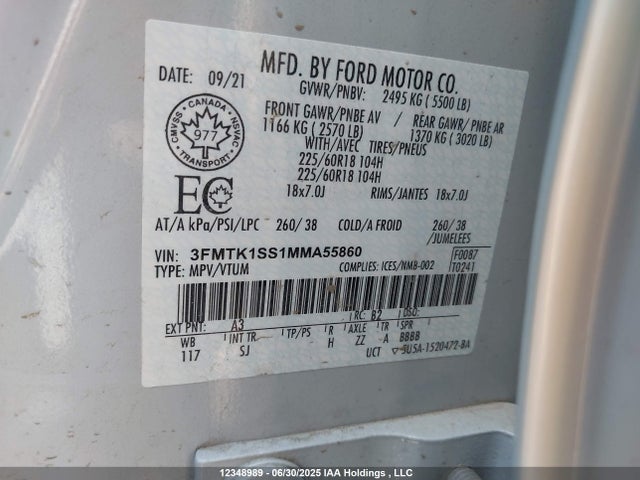 3FMTK1SS1MMA55860 Ford 2021