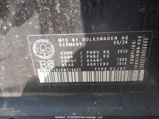 WVWFB7CD2RW216843 Volkswagen 2.0 tsi