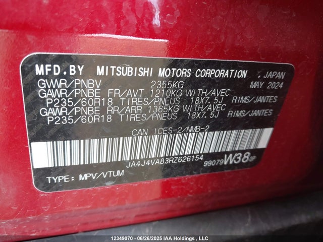 JA4J4VA83RZ626154 Mitsubishi 2024
