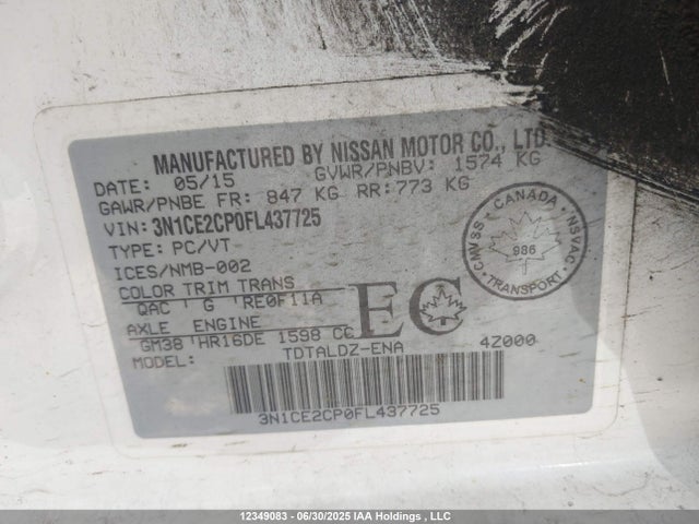 3N1CE2CP0FL437725 Nissan 2015