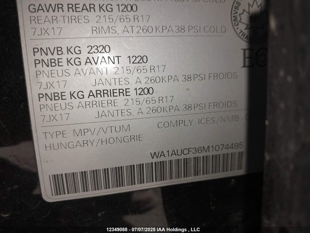 Audi 40 tfsi 2.0t 2021 WA1AUCF36M1074495 Image 9