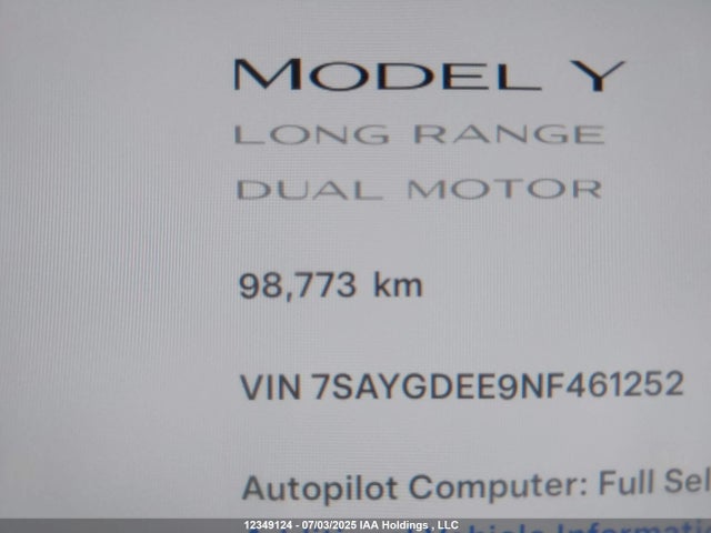 Tesla Model Y 2022 7SAYGDEE9NF461252 Image 16