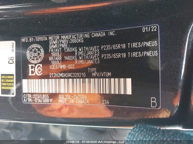 2T2HZMDA5NC329210 Lexus 2gr-fks