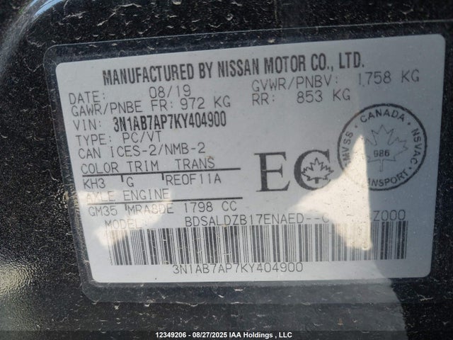 Nissan Sentra 2019 3N1AB7AP7KY404900 Image 19