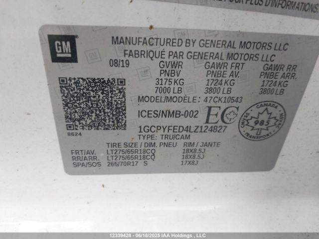 1GCPYFED4LZ124827 Chevrolet l84 - di, dfm, alum, gen 5, var 2