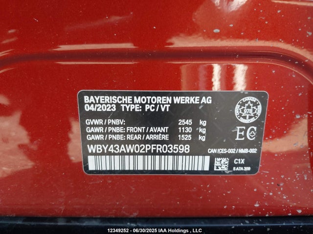 WBY43AW02PFR03598 BMW I4
