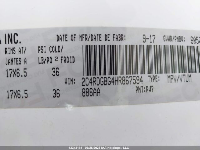 2C4RDGBG4HR867594 Dodge 2017