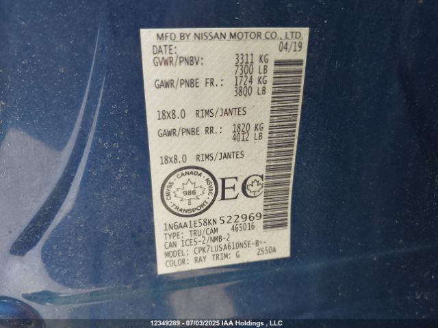 1N6AA1E58KN522969 Nissan Titan